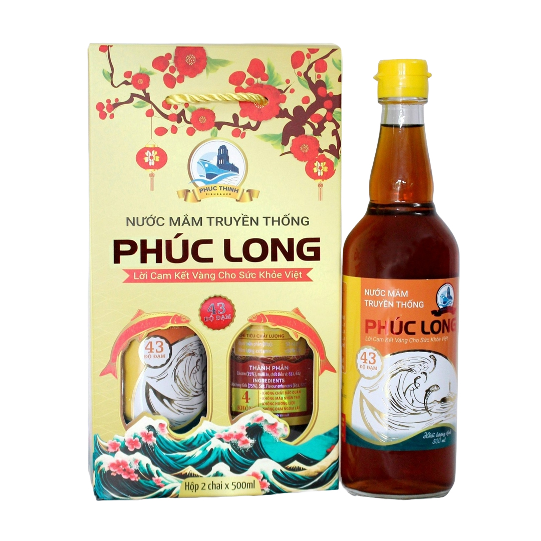 Nước mắm Phúc Long 43 độ đạm-Thùng 4 chai- Miễn Ship