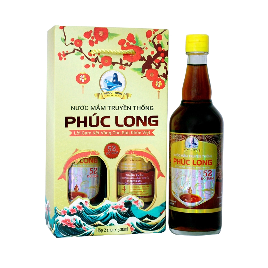 Nước mắm Phúc Long 52 độ đạm-Thùng 4 chai- Miễn Ship