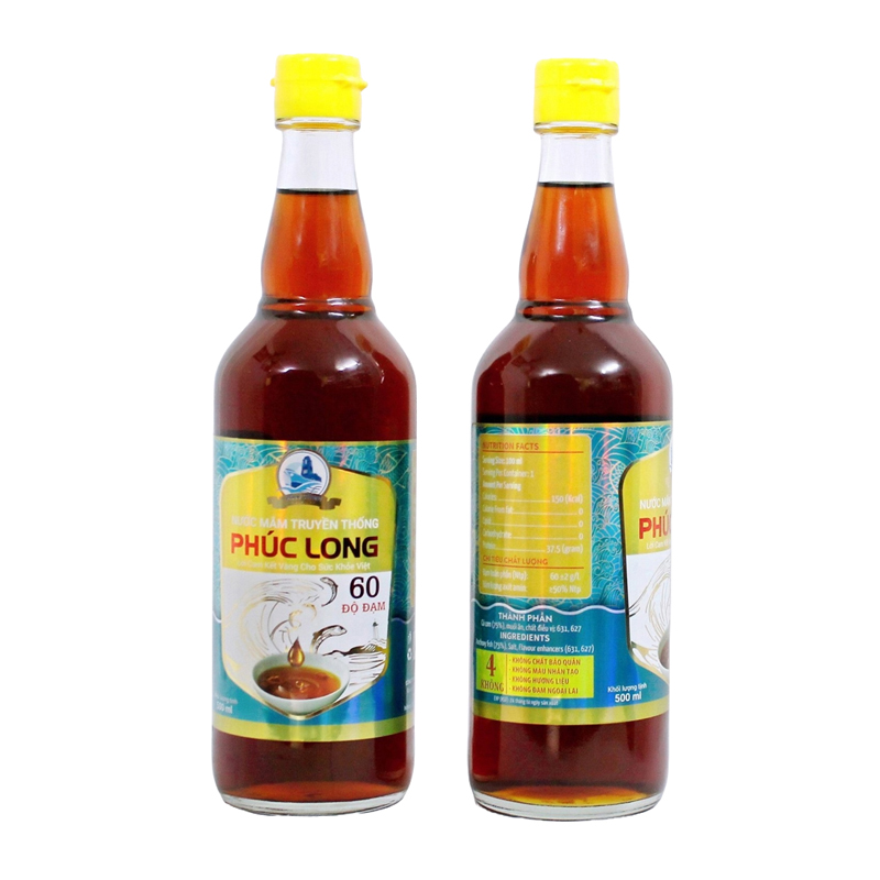 Nước mắm Phúc Long 60 độ đạm-Thùng 4 chai-Miễn Ship