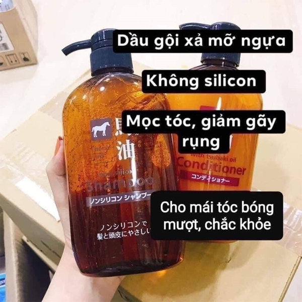 Cặp dầu Gội Xả mỡ Ngựa 600ml - Nhật
