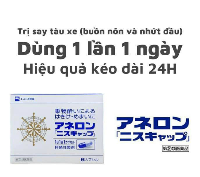 Viên uống chống say tàu xe (hộp 6v) Nhật - 1v/ ngày