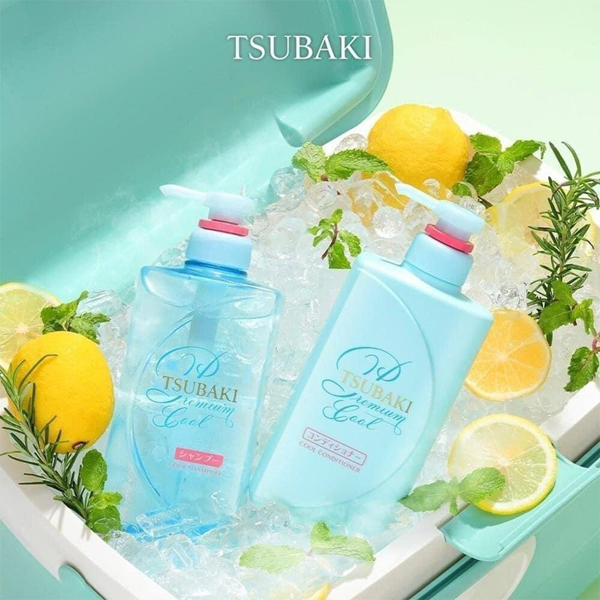 Cặp Dầu gội xả Tsubaki Shiseido 490ml  Xanh Cool- Nội địa Nhật