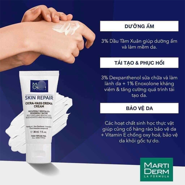 Kem dưỡng tái tạo phục hồi da Marti Derm 30ml- TBN