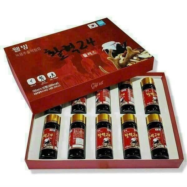 Nước nhung lộc hươu Well Bio Tech (hộp 10 lọ 100ml) - Hàn Quốc